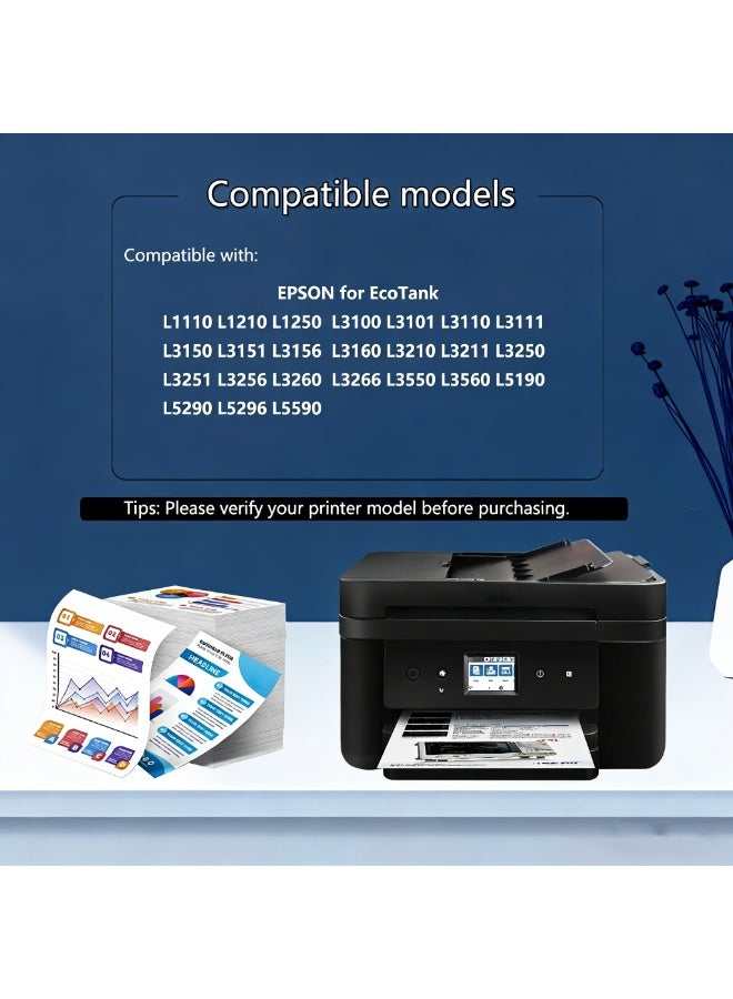 103 لـ EPSON لحبر EcoTank مجموعة كاملة من 4 لـ L1110 L3110 L3111 L3150 L3151 L3156 L3160 L5190 (4 عبوات سوداء 1، سماوي 1، ماغنط 1، أصفر 1) - Image 2